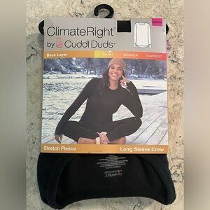 Cuddl Duds stretch fleece. Base layer long sleeve crew with thumbholes. NWT.